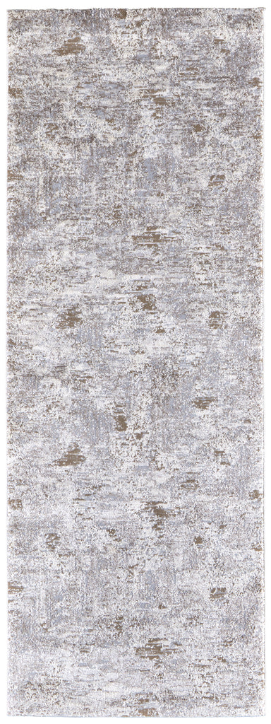 Vancouver Modern Abstract Ivory Gray Tan Area Rug (2'10" x 7'10")