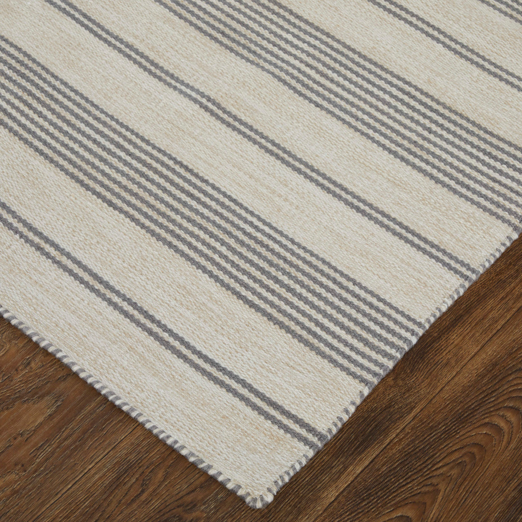 Duprine Transitional Stripes Gray Ivory Area Rug (4' x 6')