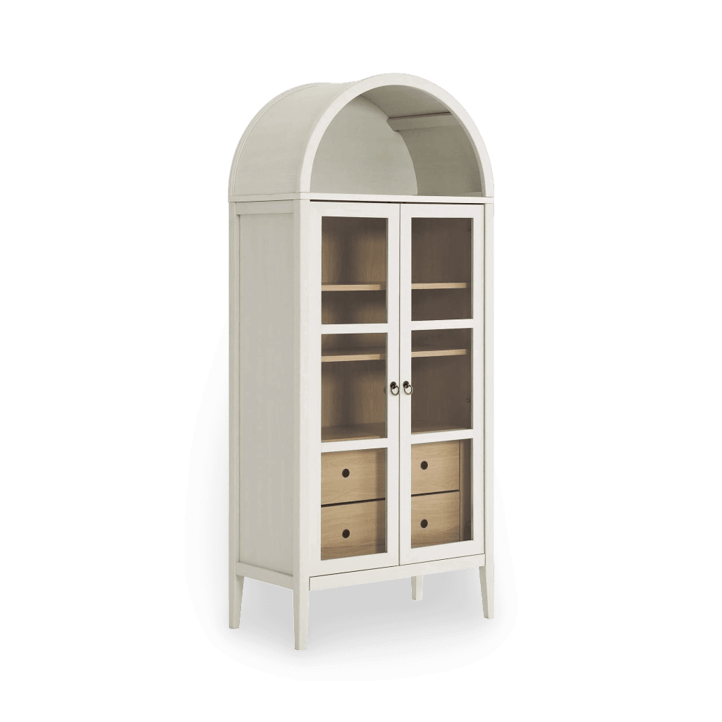 Nolan Tall Arched Storage Display Cabinet, White Oak