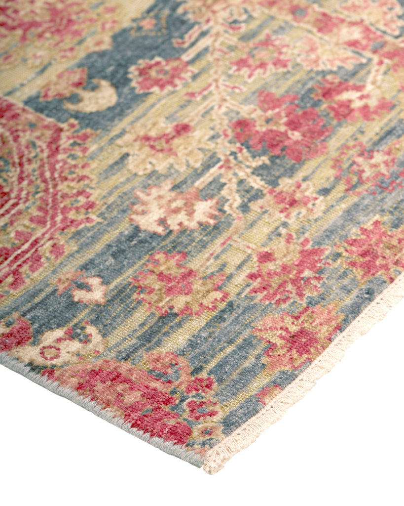 Siena Transitional Floral Botanical Blue Taupe Gold Area Rug (8'6" x 11'6")