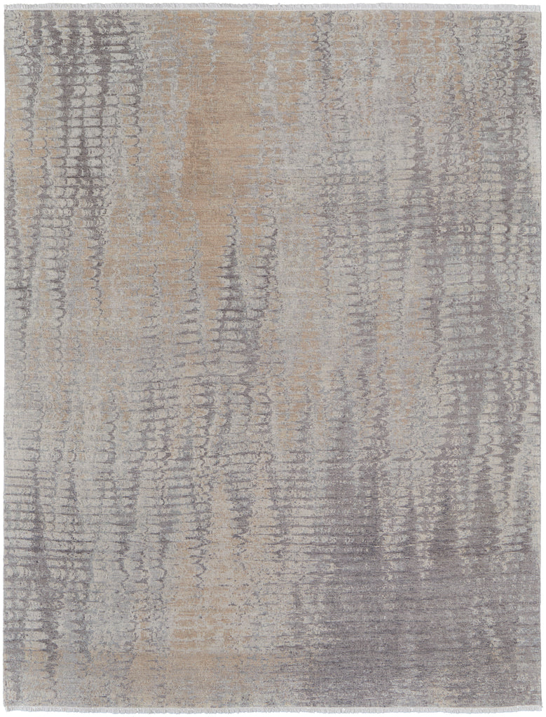 Riplee Modern Abstract Taupe Gray Orange Area Rug (4' x 6')