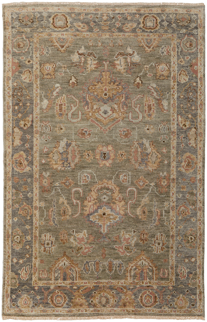 Carrington Traditional Oriental Gray Gold Pink Area Rug (7'9" x 9'9")