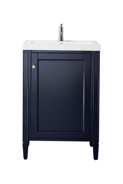 Britannia 24" Single Vanity, Navy Blue With White Glossy Composite Stone Top