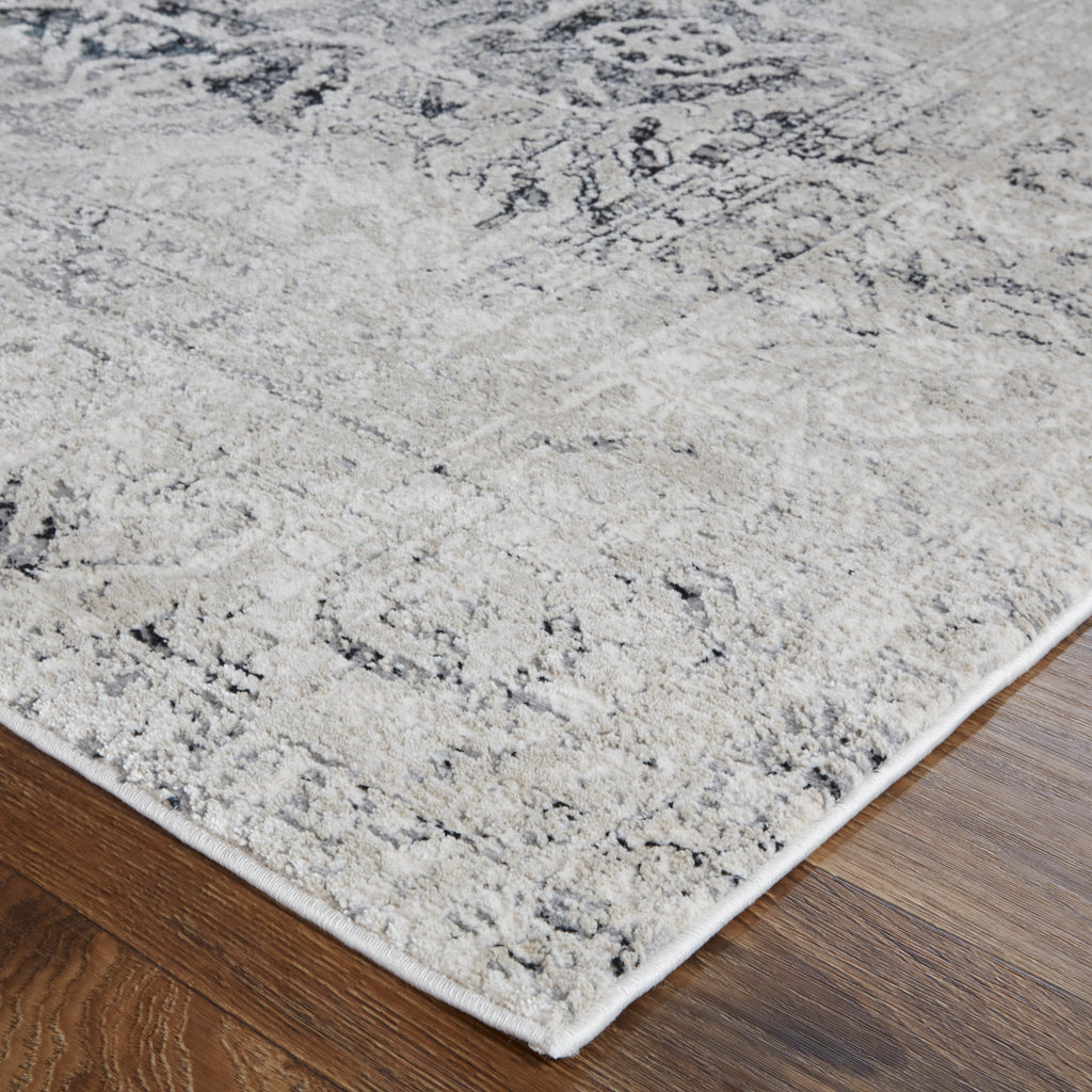 Macklaine Transitional Distressed Black Ivory Taupe Area Rug (8' x 10')