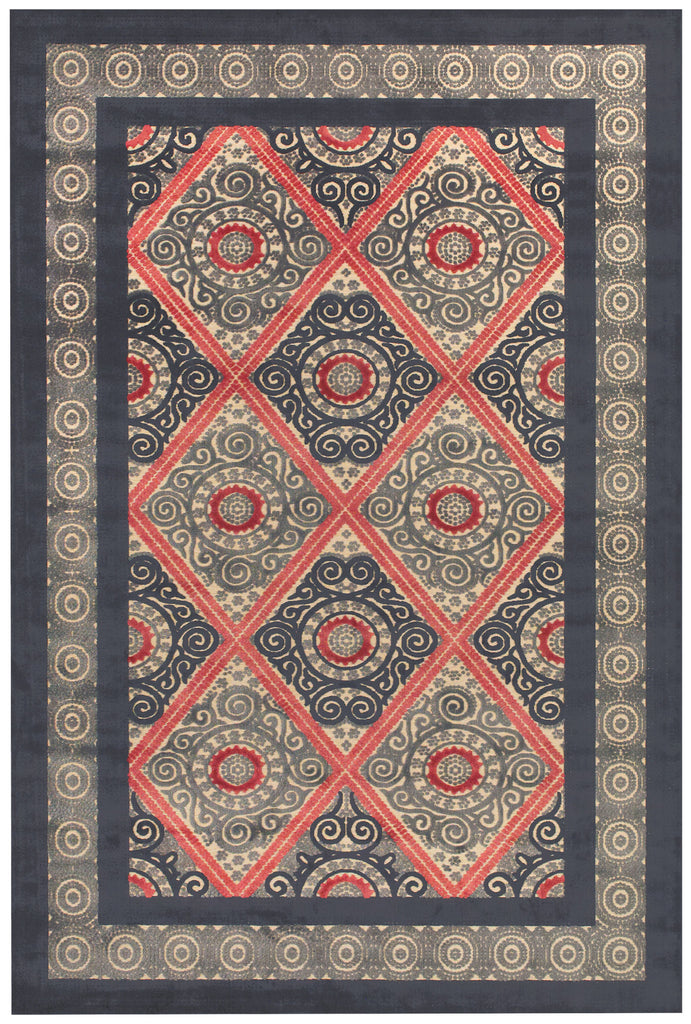 Saphir Obzeet Modern Paisley Gray Taupe Red Area Rug (5'3" x 7'6")