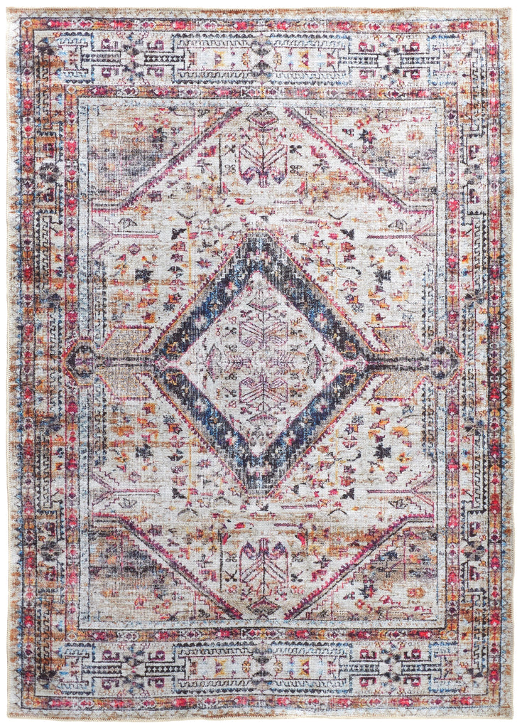 Percy Transitional Medallion Ivory Red Pink Area Rug (7'10" x 9'10")