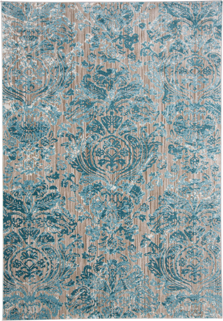 Keats Transitional Distressed Blue Taupe Ivory Area Rug (10'2" x 13'9")