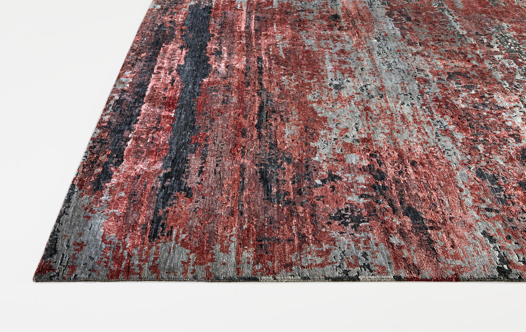 Gemma Modern Distressed Red Ivory Taupe Area Rug (2' x 3')