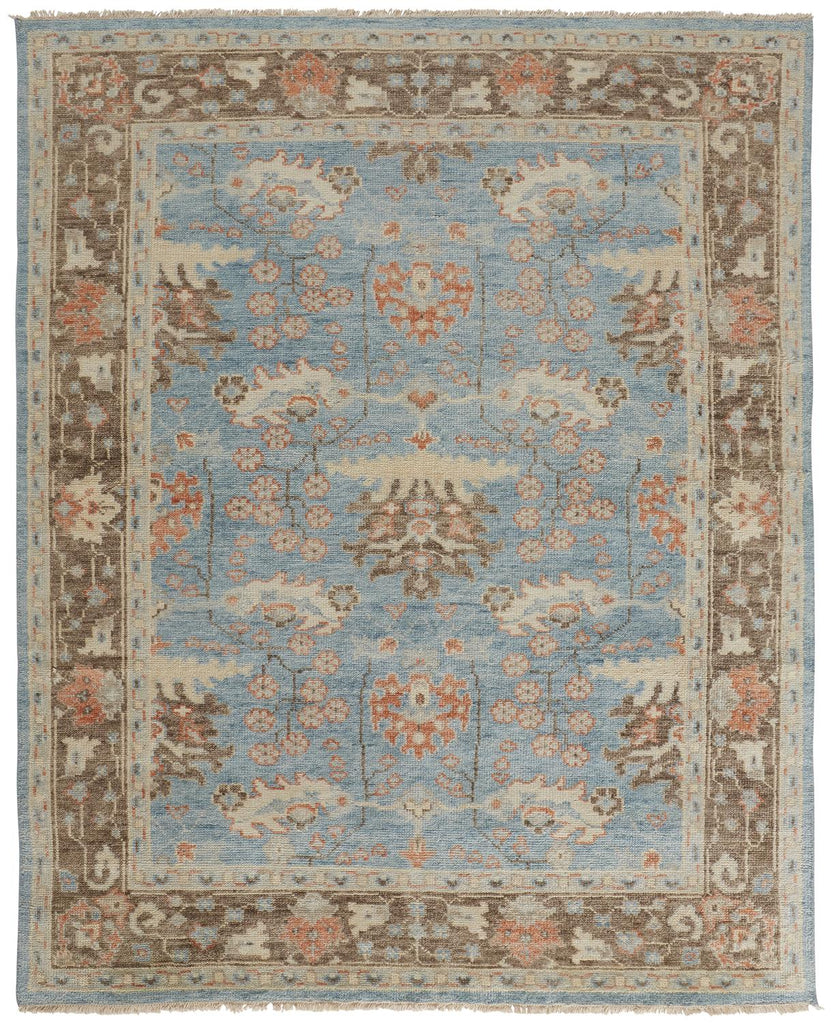 Beall Traditional Oriental Blue Brown Area Rug (8'6" x 11'6")