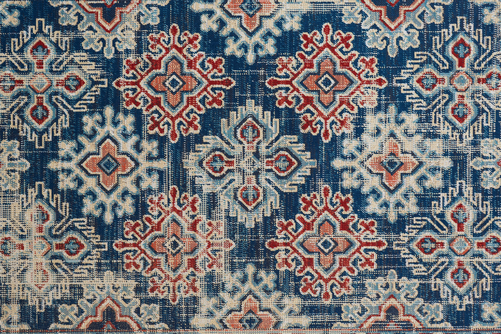 Nolan Transitional Oriental Blue Red Ivory Area Rug (5' x 8')