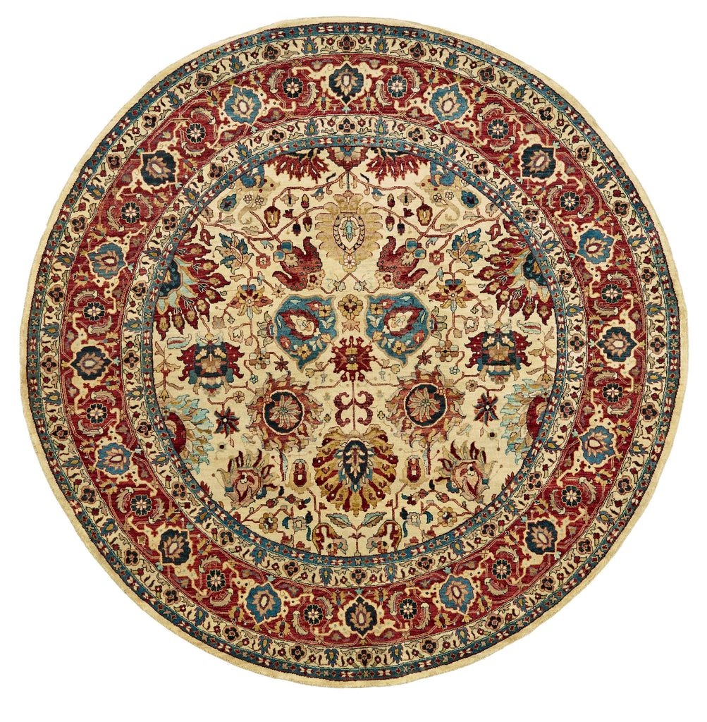 Anoosha Traditional Persian Ivory Red Blue Area Rug (10' x 10')