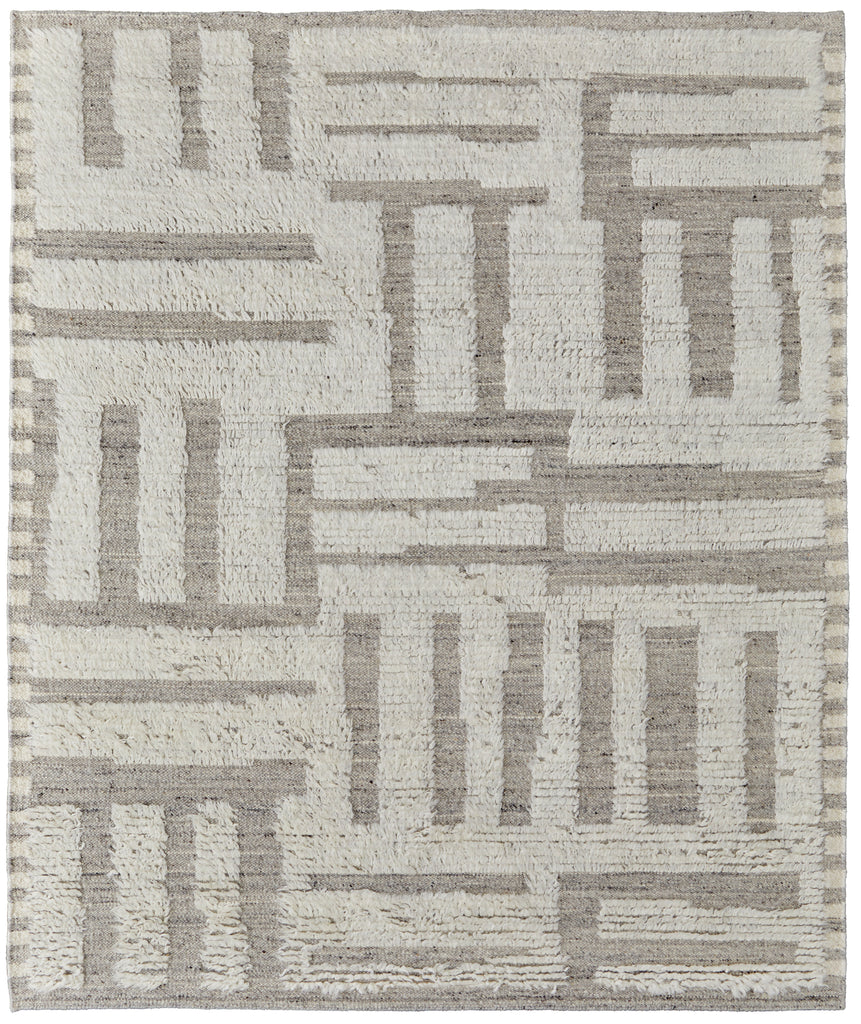 Ashby Transitional Geometric Gray Ivory Area Rug (7'9" x 9'9")