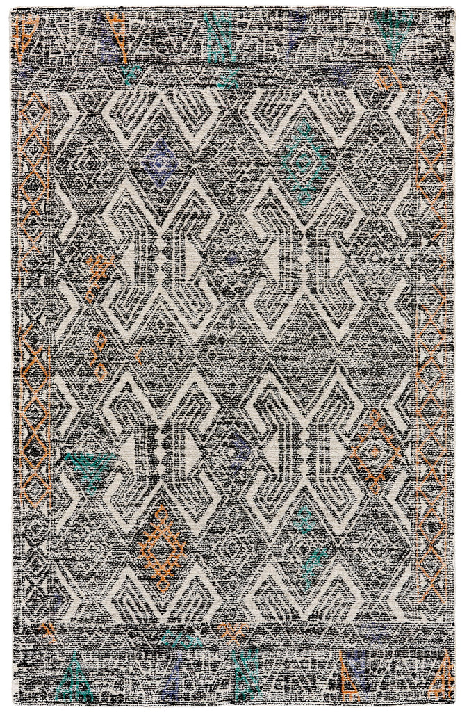 Arazad Transitional Geometric Black Ivory Green Area Rug (2' x 3')