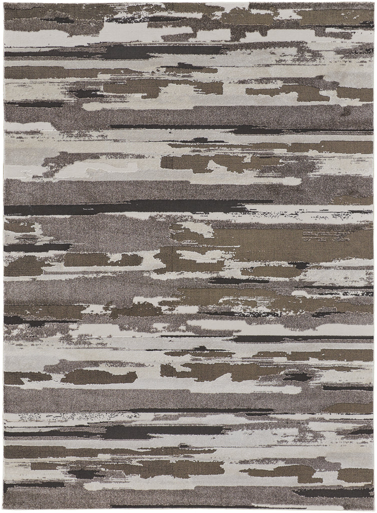 Vancouver Modern Abstract Brown Ivory Area Rug (4' x 6')