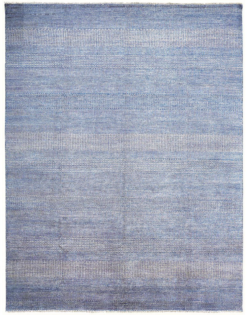 Janson Transitional Stripes Blue Silver Area Rug (5'6" x 8'6")