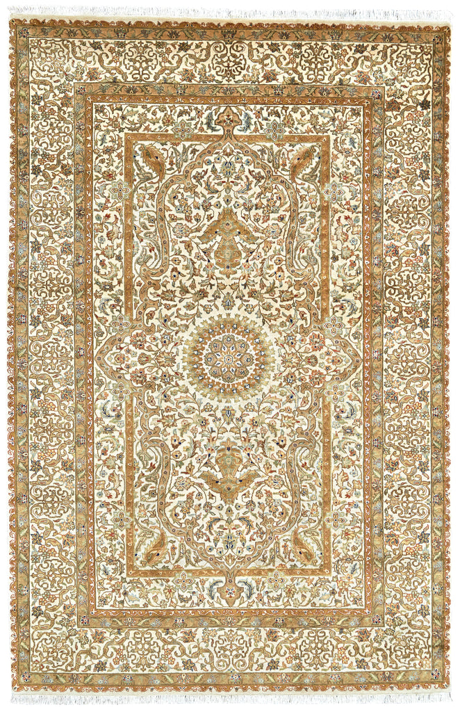 Sophia Traditional Oriental Gold Ivory Red Area Rug (4' x 6')