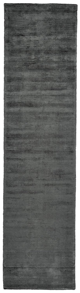 Batisse Modern Solid Gray Black Area Rug (2'6" x 10')