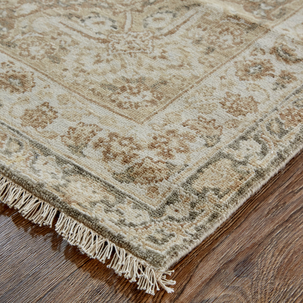 Zander Transitional Damask Tan Brown Area Rug (2' x 3')