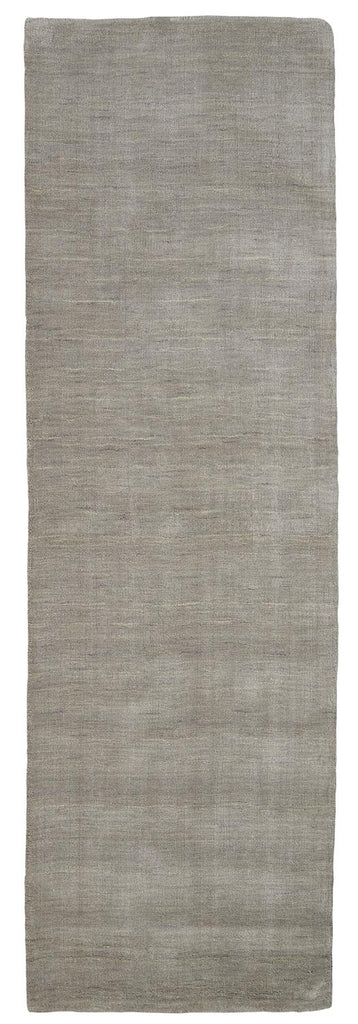 Luna Modern Solid Gray Ivory Area Rug (2'6" x 8')