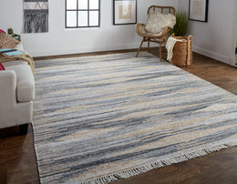 Beckett Transitional Moroccan Gray Tan Silver Area Rug (8' x 10')