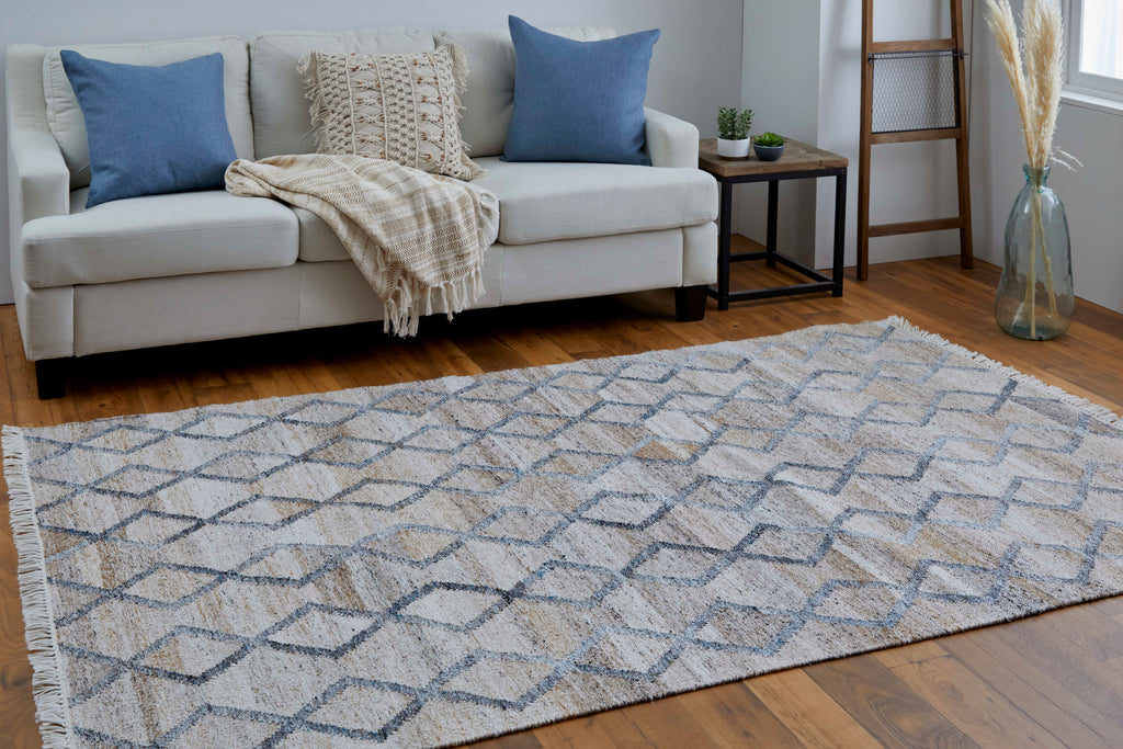 Beckett Transitional Trellis Lattice Gray Ivory Tan Area Rug (9'6" x 13'6")