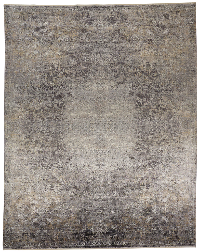 Sarrant Transitional Medallion Gray Ivory Tan Area Rug (5' x 7'2")