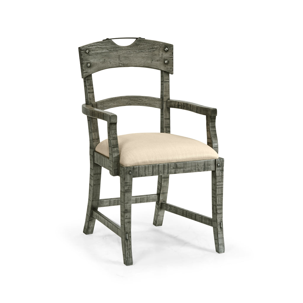 Casual Accents Antiqued Dark Grey Planked Armchair