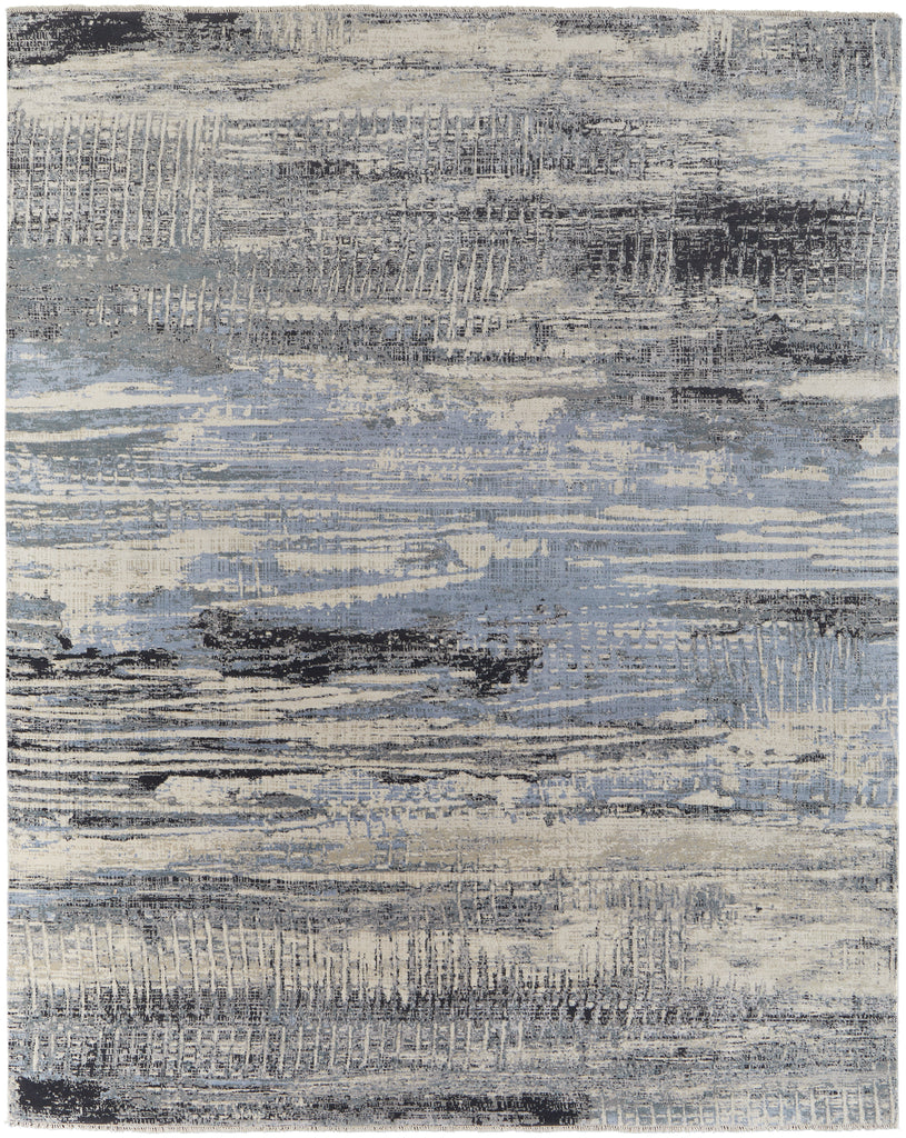 Sumner Modern Abstract Gray Blue Silver Area Rug (4' x 6')