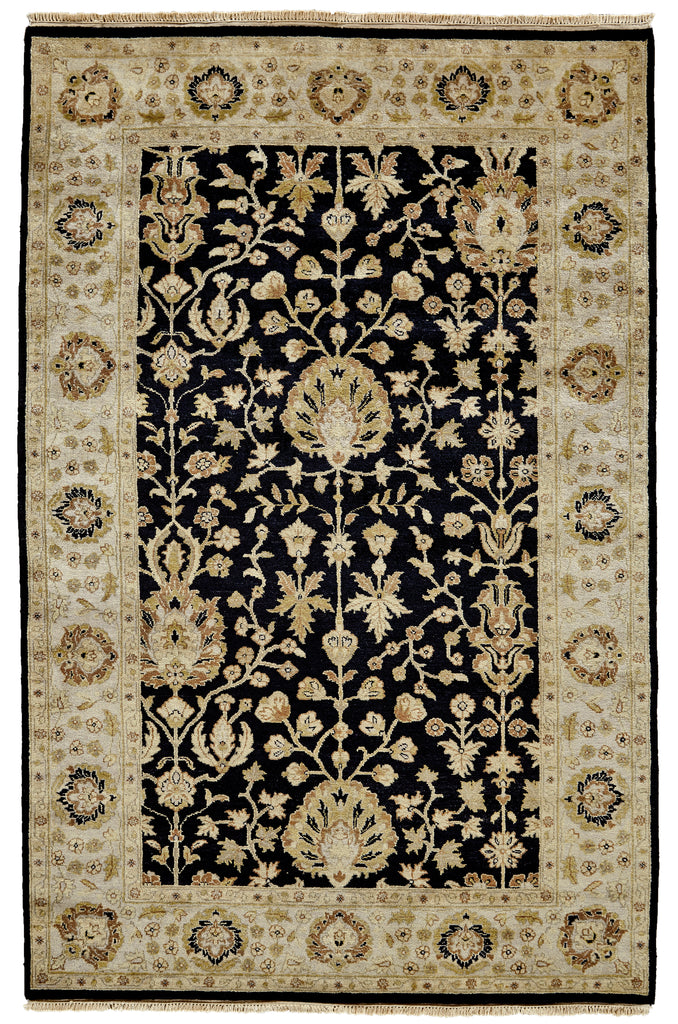 Drake Traditional Oriental Black Gold Area Rug (4' x 6')