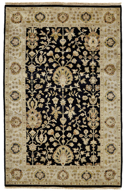 Drake Traditional Oriental Black Gold Area Rug (8' x 8')