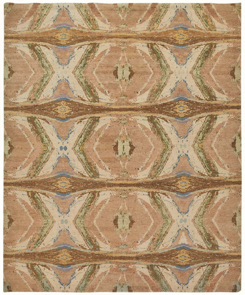 Leandra Modern Geometric Brown Tan Ivory Area Rug (9'6" x 13'6")