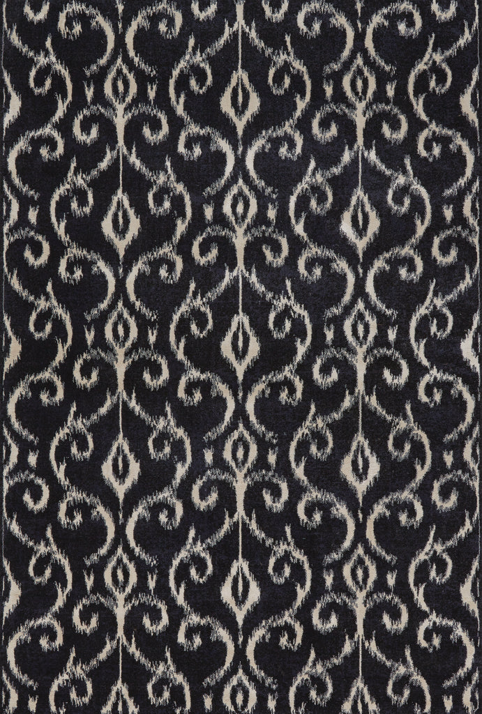 Azeri Transitional Damask Black Ivory Area Rug (10' x 13'2")