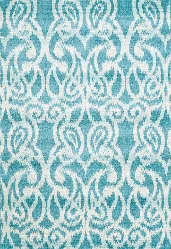 Harlow Modern Ikat Blue Ivory Area Rug (5' x 8')