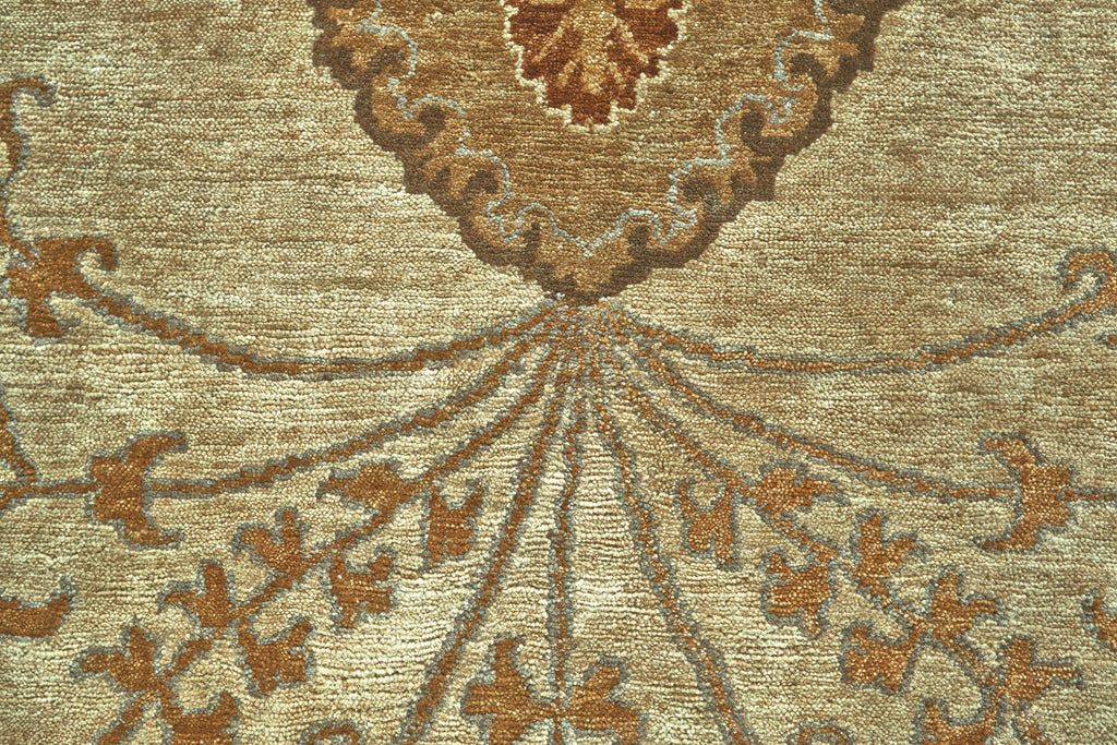 Vardo Transitional Damask Taupe Brown Green Area Rug (8'6" x 11'6")