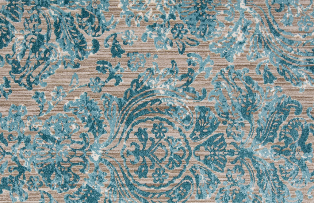 Keats Transitional Distressed Blue Taupe Ivory Area Rug (5'3" x 7'6")