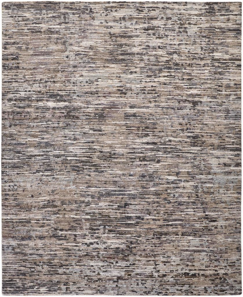 Conroe Modern Abstract Gray Blue Silver Area Rug (8'6" x 11'6")