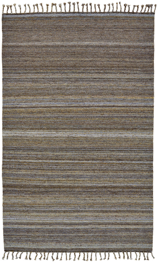 Brady Transitional Stripes Gray Green Blue Area Rug (9' x 12')