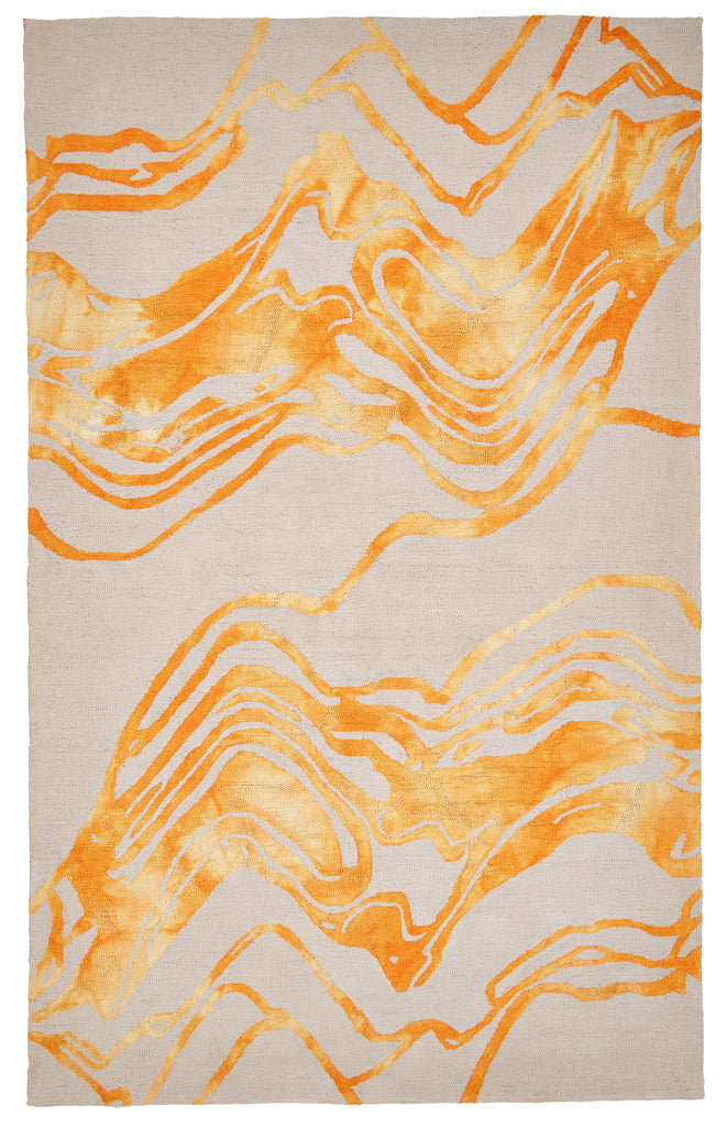 Garcia Transitional Abstract Yellow Orange Ivory Area Rug (8' x 11')