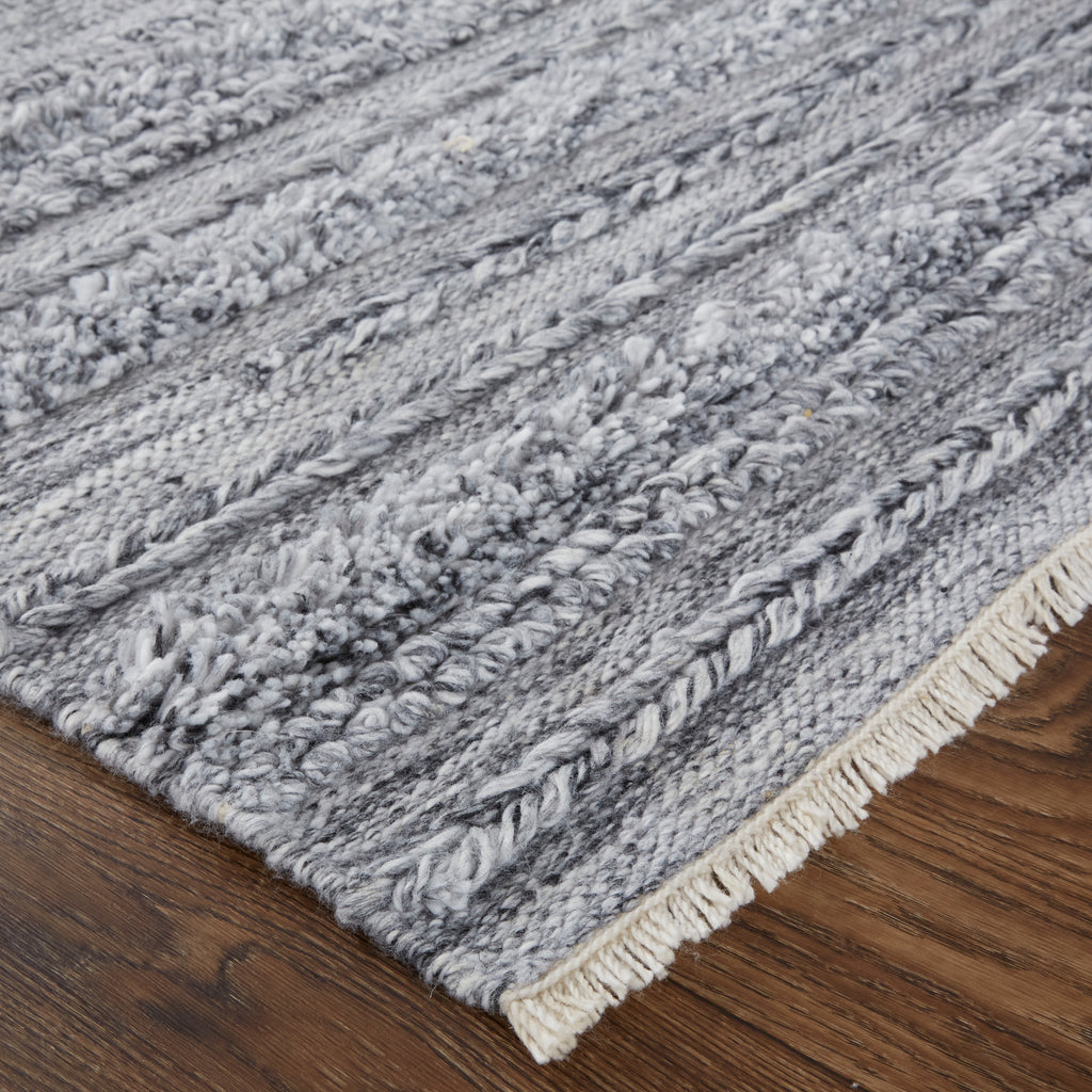 Alden Transitional Stripes Gray Ivory Area Rug (8' x 10')