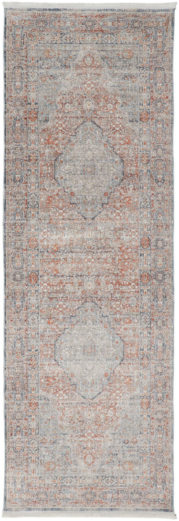 Marquette Transitional Medallion Gray Ivory Orange Area Rug (2' x 3')