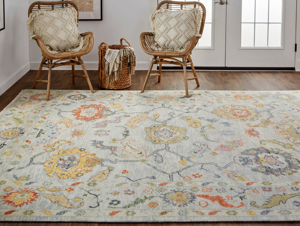 Karina Traditional Persian Gray Yellow Red Area Rug (9'6" x 13'6")