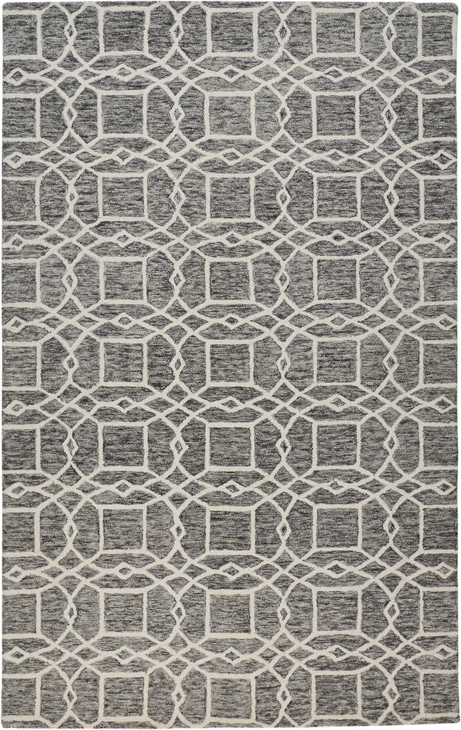 Rhett Transitional Trellis Lattice Black Gray Ivory Area Rug (9' x 12')