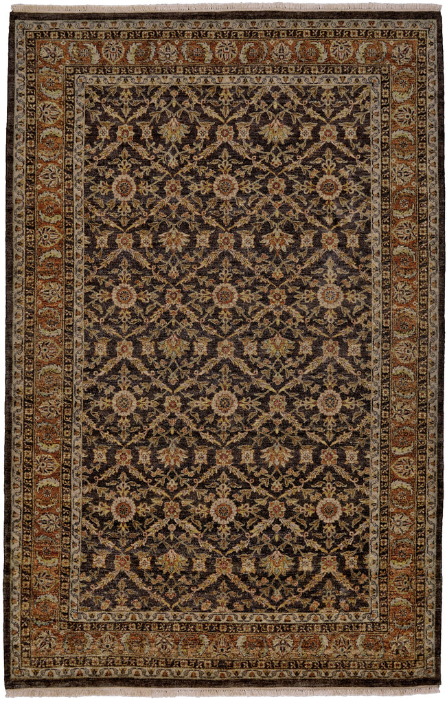 Bandu Traditional Damask Brown Red Ivory Area Rug (7'9" x 9'9")