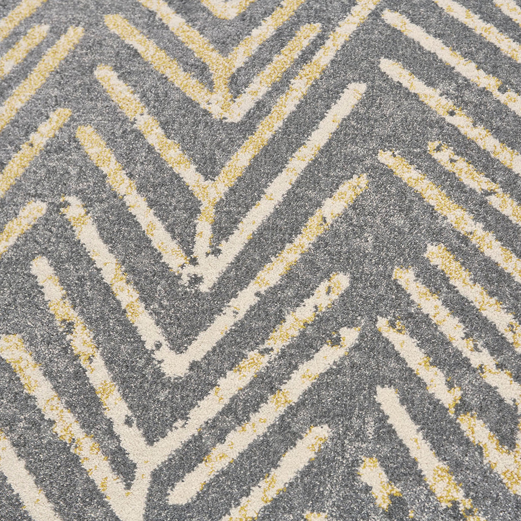 Bleecker Modern Chevron Gray Yellow White Area Rug (8' x 8')