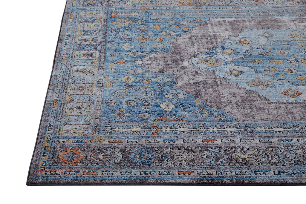 Armant Traditional Medallion Blue Gray Gold Area Rug (2' x 3')