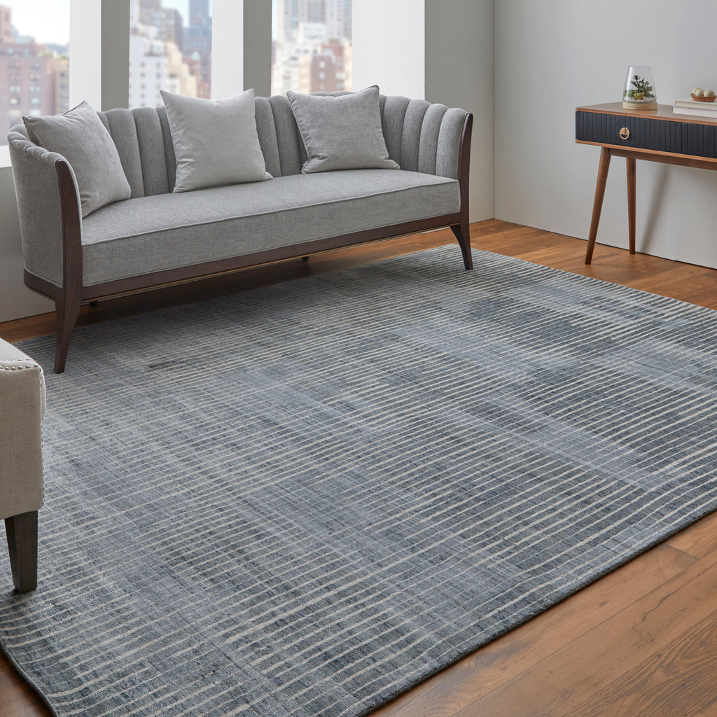 Eastfield Modern Abstract Blue Ivory Gray Area Rug (8' x 10' / Pattern 1)