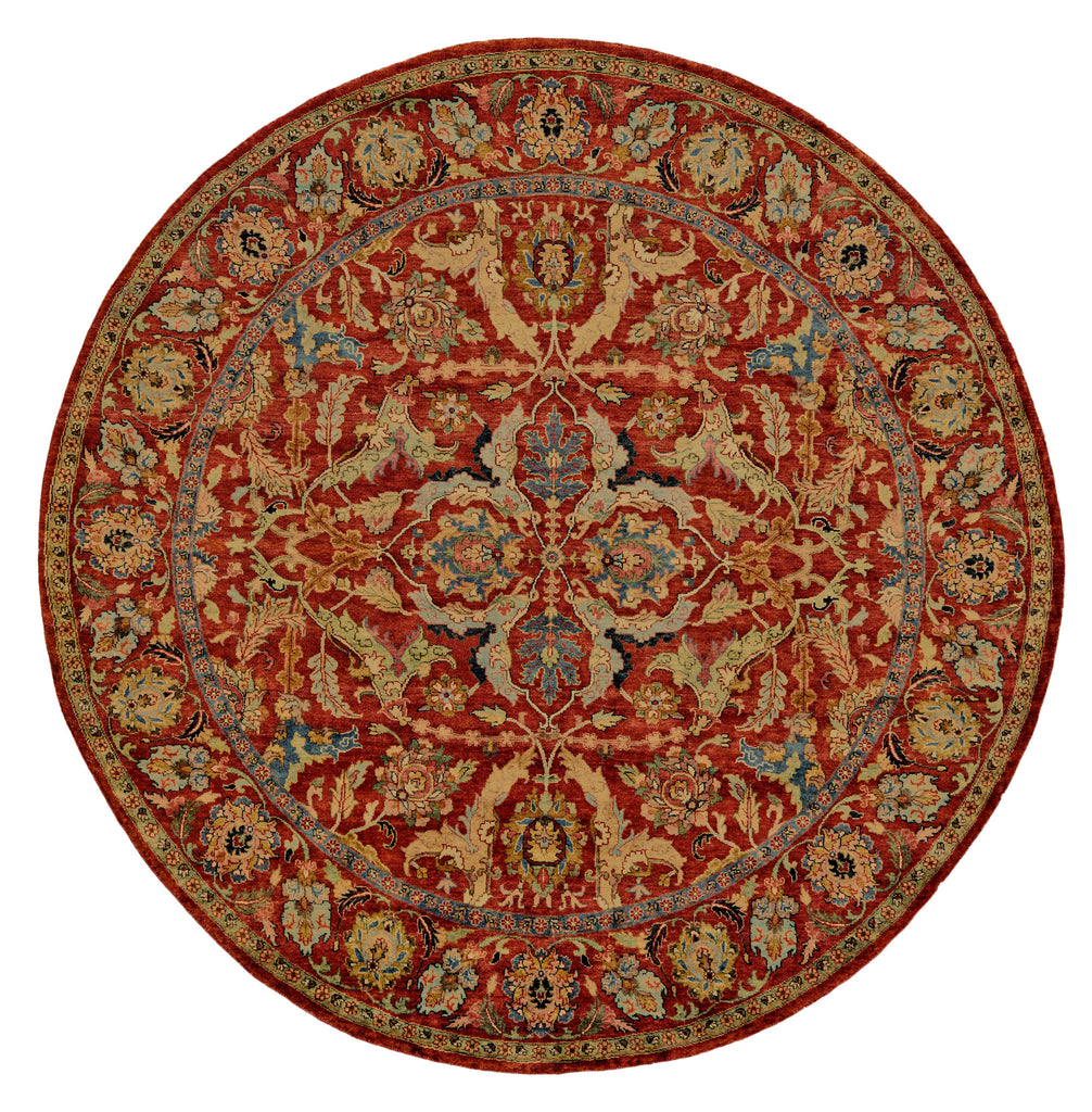 Anoosha Traditional Damask Red Blue Green Area Rug (8' x 8')