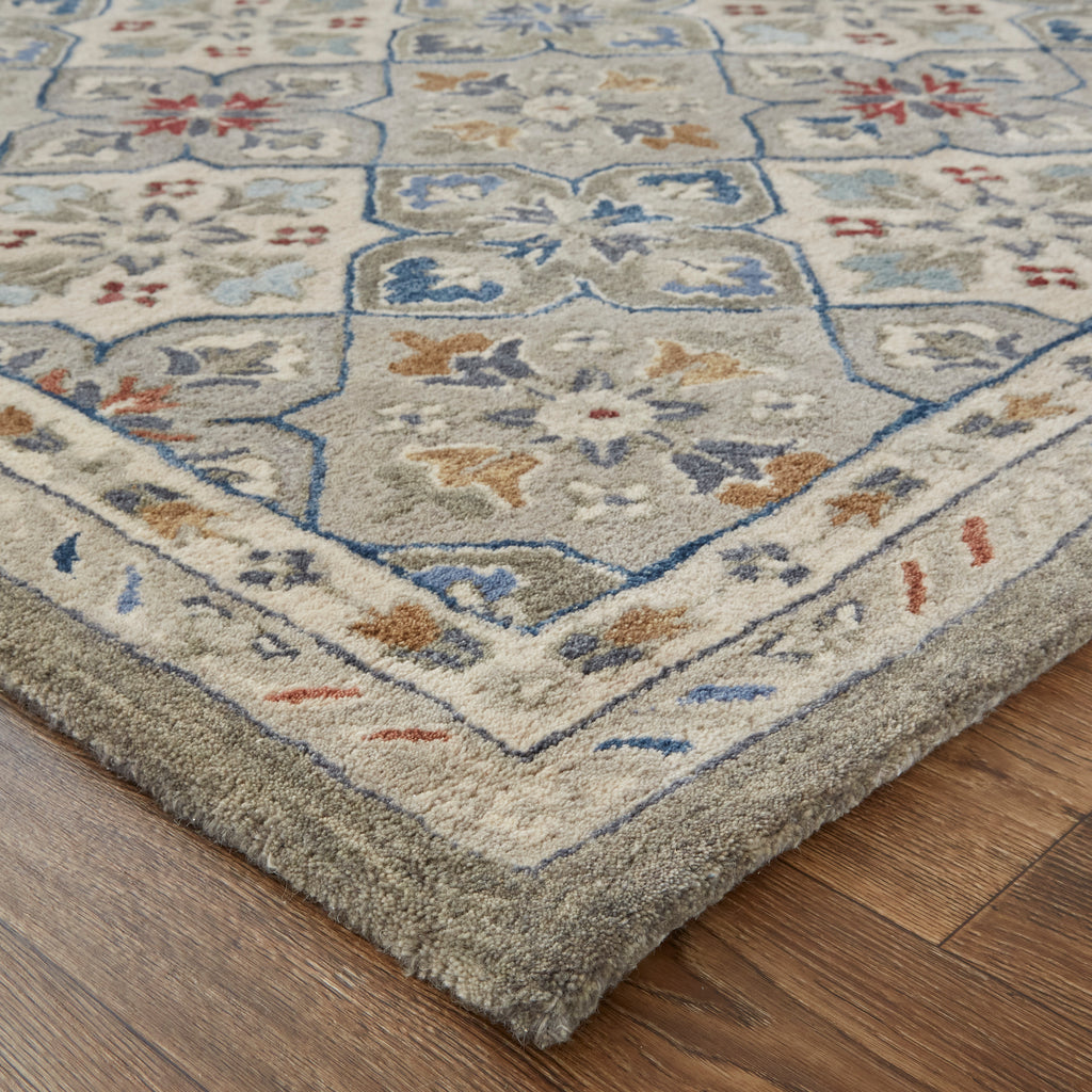 Rylan Transitional Floral Botanical Taupe Ivory Red Area Rug (2' x 3')