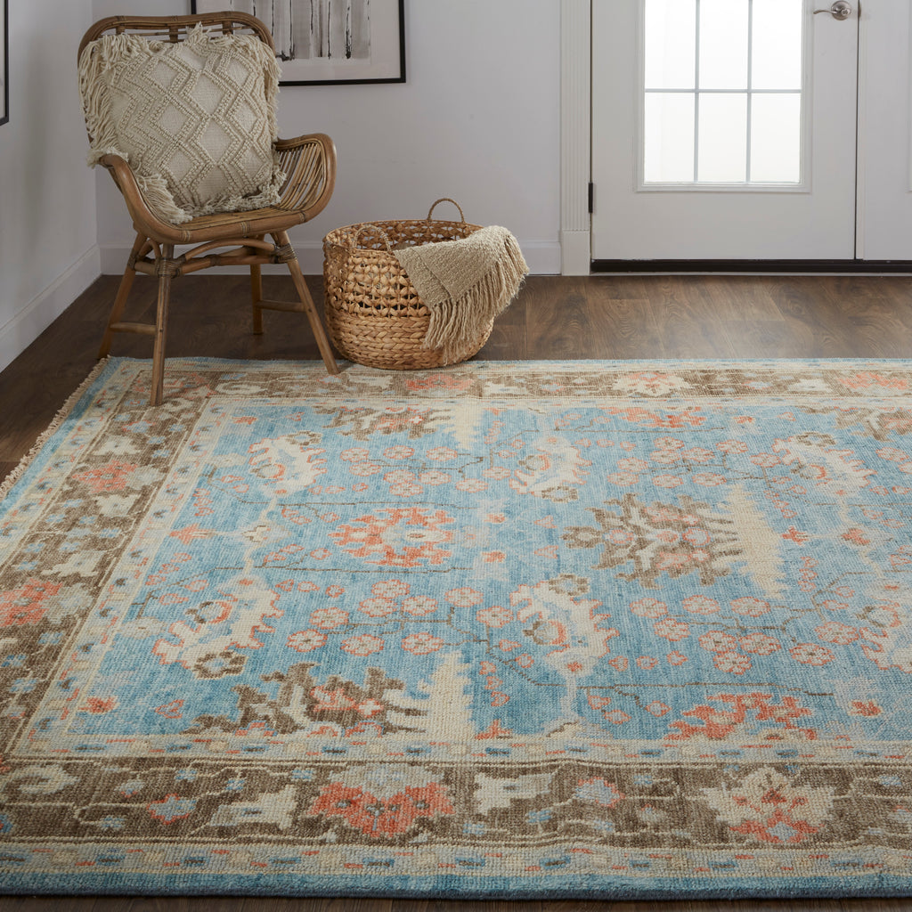 Beall Traditional Oriental Blue Brown Area Rug (2'6" x 8')