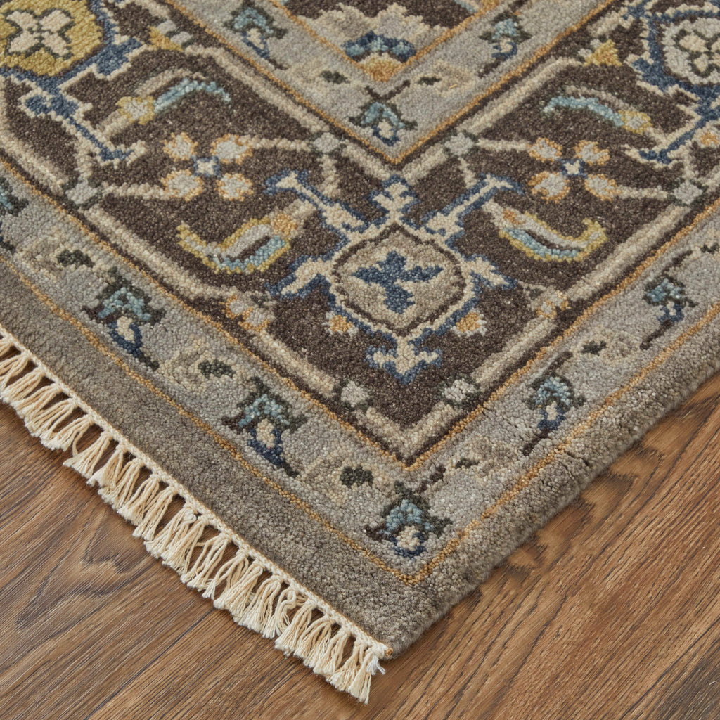 Ustad Traditional Persian Gray Taupe Blue Area Rug (5'6" x 8'6")